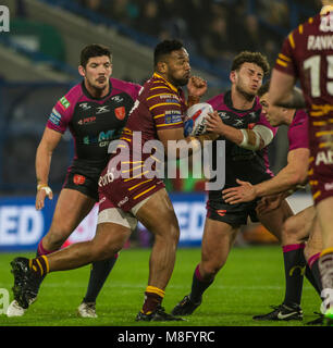 15. März 2018, John Smiths Stadion, Huddersfield, England; Betfred Super League Rugby, Huddersfield Riesen versus Rumpf KR; Hudderfield Riesen zurück r Stockfoto