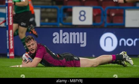 15. März 2018, John Smiths Stadion, Huddersfield, England; Betfred Super League Rugby, Huddersfield Riesen versus Rumpf KR; Rumpf Kr Andrew Hefferna Stockfoto