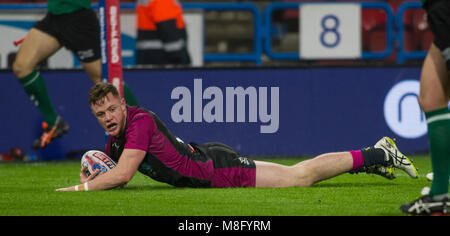 15. März 2018, John Smiths Stadion, Huddersfield, England; Betfred Super League Rugby, Huddersfield Riesen versus Rumpf KR; Rumpf Kr Andrew Hefferna Stockfoto