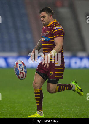 15. März 2018, John Smiths Stadion, Huddersfield, England; Betfred Super League Rugby, Huddersfield Riesen versus Rumpf KR; Hudderfield Riesen Ständer Stockfoto