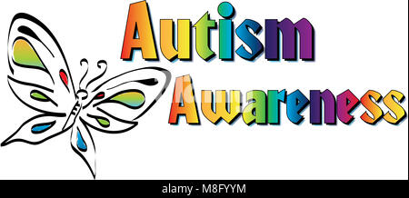 Autism Bewußtsein Banner mit Schmetterling Stockfoto