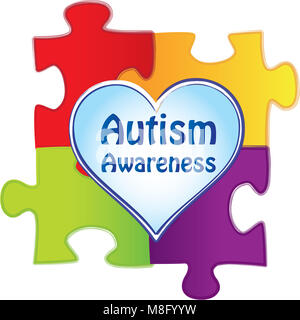 Autism Bewußtsein Puzzleteile mit Herz Stockfoto