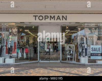 Top Man Textileinzelhändler in Stockport Stadtzentrum Einkaufszentrum, Merseyway Stockfoto
