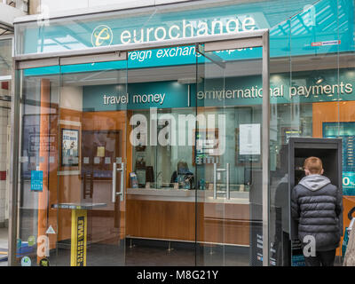 Eurochange, Stockport Stadtzentrum Einkaufszentrum, Merseyway Stockfoto