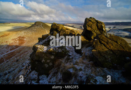 Crook Hill im Winter, Bamford, der Peak District, England (1) Stockfoto