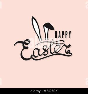 Hand gezeichnet Aufschrift Frohe Ostern. Ostern Postkarte, Karte, Einladung, Plakat, banner Vorlage Schrift und Typografie. Vector Illustration Stock Vektor