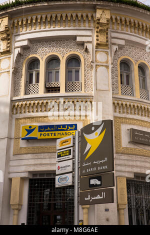 Marokko, Casablanca, Bv Mohammed V, Central Market Post und Bank Al-Barid Stockfoto