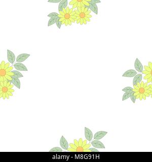 Nahtlose Textur von gelben Blumen und grüne Blätter. Vektor nahtlose Muster auf Tapeten, Stoffe usw. Stock Vektor