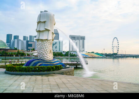 Merlion Statue, Symbol von Singapur, Marina Bay, Singapore Stockfoto