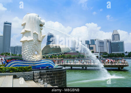 Merlion Statue, Symbol von Singapur, Marina Bay, Singapore Stockfoto