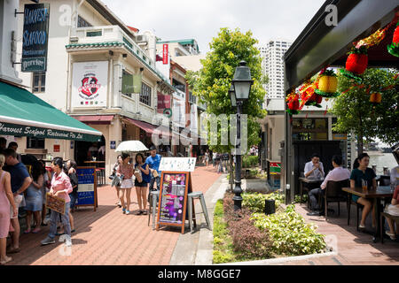 Bars und Restaurants auf der Boat Quay, Central, Central Region, Singapur Stockfoto
