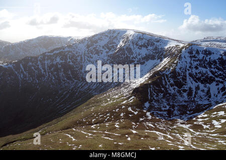 Riggindale Crag, Hause Crag & kurze Stil auf der Wainwright High Street von Kidsty Hecht im Nationalpark Lake District, Cumbria, England, UK. Stockfoto