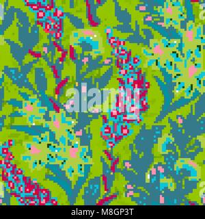 Vintage nahtlose florale Muster auf einem schwarzen Hintergrund. Frühling Blumen und Kräuter. Botanische Vector Illustration. Hell Grün und Blau Stock Vektor