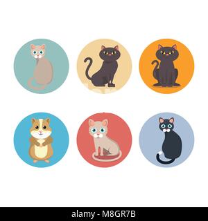 Süße Maskottchen Pet shop Symbole Vector Illustration Design Stock Vektor