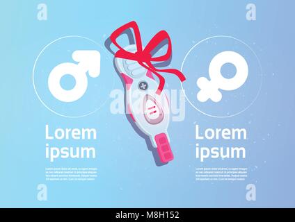 Positive Prenancy Test mit roter Schleife auf Hintergrund mit Kopie Raum Stock Vektor