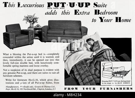 1950s original alten Vintage Werbung Werbung setzen U Up suite Schlafsofa in Englisch Veröffentlichung ca. 1950 Stockfoto