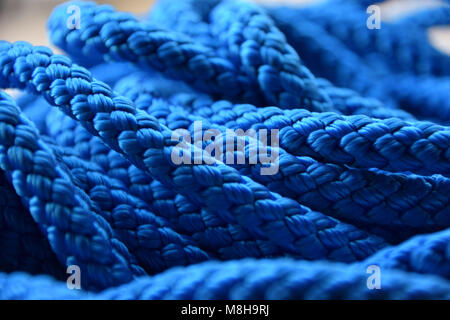 Abstrakte Blick eines blauen Nylon Seil Stockfoto