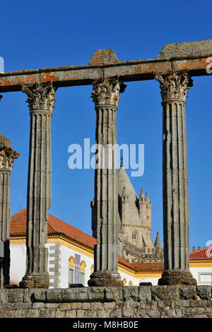 Römische Tempel der Diana, einem UNESCO-Weltkulturerbe. Evora, Portugal Stockfoto