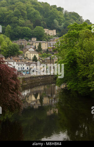 Blick auf den Fluss von Matlock Bath, Derbyshire Stockfoto