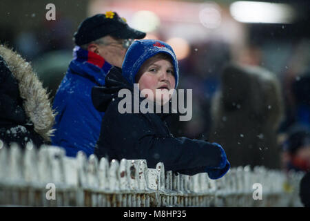 17. März 2018, Beaumont rechtliche Stadion, Wakefield, England; Betfred Super League Rugby, Wakefield Trinity versus Widnes Vikings; Wakefield Trinity Ventilator in Gedanken Kreditkarte verloren: Aktuelles Bilder/Alamy leben Nachrichten Stockfoto