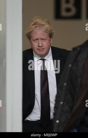 London, UK, 18. März 2018: Boris Johnson Minister für Auswärtige Angelegenheiten bei der BBC Studios in London Credit gesehen: WFPA/Alamy leben Nachrichten Stockfoto