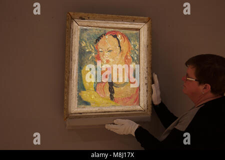 London, UK, 18. März 2018, Fotoshooting für Südafrikanische Verkauf bei Bonhams, London. zu den Highlights gehören: ALEXIS PRELLER (South African, 1911-1975) Primavera II bei £ 15.000 - 20.000 geschätzt. Der Verkauf am 21. März findet um 14:00 Uhr. © Keith Larby/Alamy leben Nachrichten Stockfoto