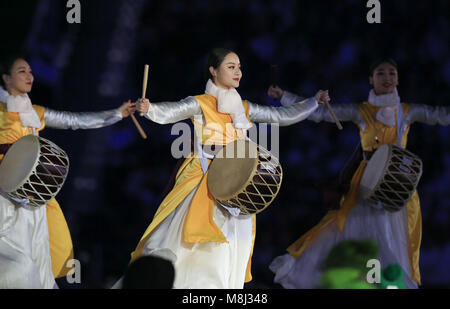 Pyeongchang, Südkorea. 18 Mär, 2018. Die Abschlussfeier der Paralympics 2018 PyeongChang Winter ist in PyeongChang Olympiastadion, Südkorea, 18. März 2018 statt. Credit: Wang Jingqiang/Xinhua/Alamy leben Nachrichten Stockfoto