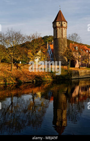 Wertheim: Spitzer-Turm an der Tauber, Main-Tauber-Kreis, Baden-Württemberg, Deutschland Stockfoto