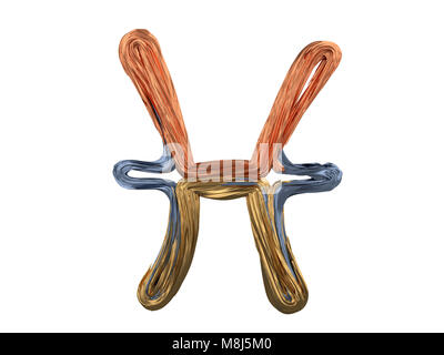 Fische Sternzeichen. Abstrakte metall Symbol. 3D-Rendering Stockfoto