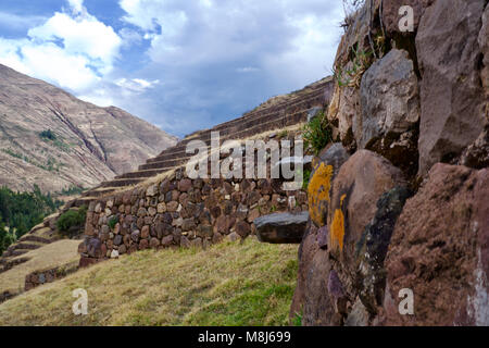 Terrassen in der Nähe von Pisac, heiliges Tal, Peru Stockfoto