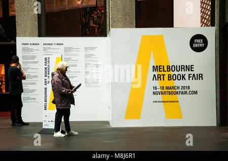 Melbourne Kunst Buchmesse, März 2018, "gemeinsam kreative aufstrebenden und bereits etablierten Verlage, Künstler und Autoren, die in der National Gallery von Victoria, Australien Stockfoto