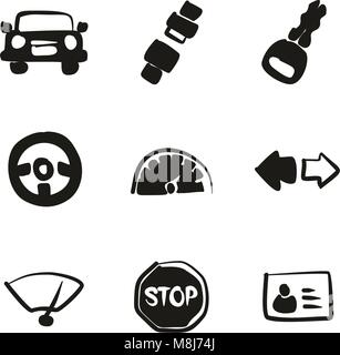 Fahrschule Symbole Freehand füllen Stock Vektor