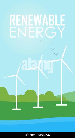 Erneuerbare Energien. Wind Generator Turbinen Stock Vektor