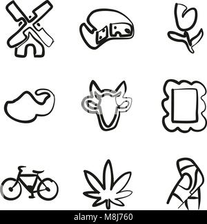 Die niederländische Kultur Symbole Freehand Stock Vektor