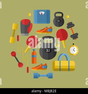 Gym Sportgeräte Banner. Stock Vektor