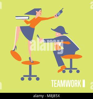 Teamwork Banner mit Geschäftsleuten Stock Vektor