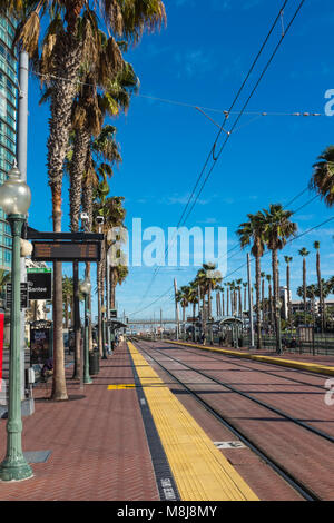 SAN DIEGO, Kalifornien, USA - Gaslamp Quarter Bahnhof in der Downtown Gaslamp Quarter der Stadt. Stockfoto