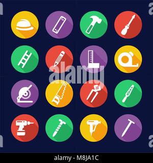 Zimmermann Symbole flache Design Kreis Stock Vektor