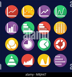 Charts Symbole flache Design Kreis Stock Vektor