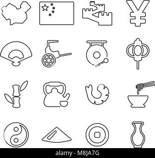 China Land & Kultur Symbole dünne Linie Vektor Abbildung Stock Vektor