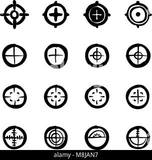 Fadenkreuz Symbole Freehand füllen Stock Vektor