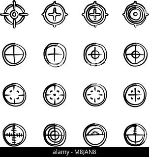 Fadenkreuz Symbole Freehand Stock Vektor