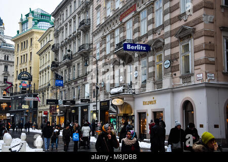 Wien, Österreich. Februar 1, 2017. Blick auf die Straße (graben Graben Straße) Stockfoto