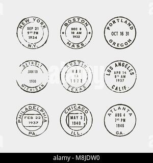Satz von Vintage Briefmarken. Vector Illustration Stock Vektor