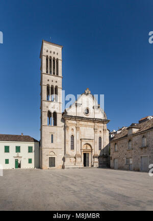 Kathedrale im Main quare in Hvar, Kroatien Stockfoto