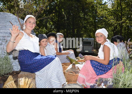 Zoom auf das Lavendelfestival vom 15. august in Sault, Frankreich Stockfoto