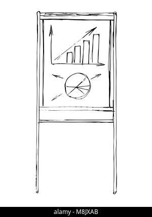 Flipchart auf weißem Hintergrund. Skizze. Vector Illustration Stock Vektor