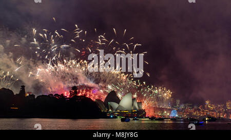 New Years Eve Fireworks and Celebration in Sydney, Australia Stockfoto