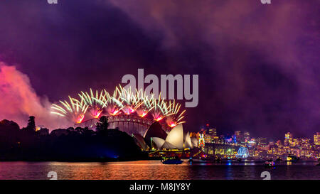 New Years Eve Fireworks and Celebration in Sydney, Australia Stockfoto