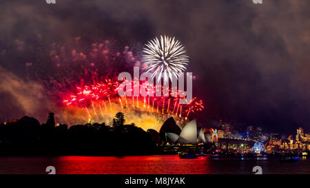 New Years Eve Fireworks and Celebration in Sydney, Australia Stockfoto